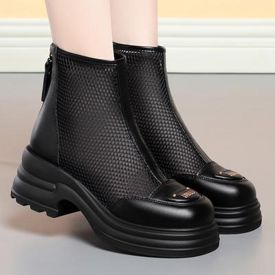 Mode 2024 Sandalen Sommer Mesh Schuhe Damen Dicke Keil Plattform High Heels Zunehmende Kurze Stiefel Atmungsaktiv Mode Komfortabel