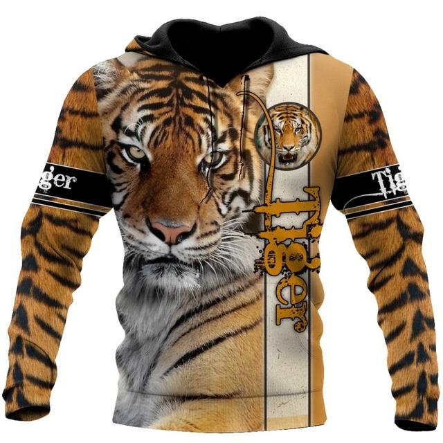 Fashion Spring Autumn Animal Hoodies White Tiger Skin 3D All Over Printed Men's Sweatshirts Unisex Pullover Casual Jacket
