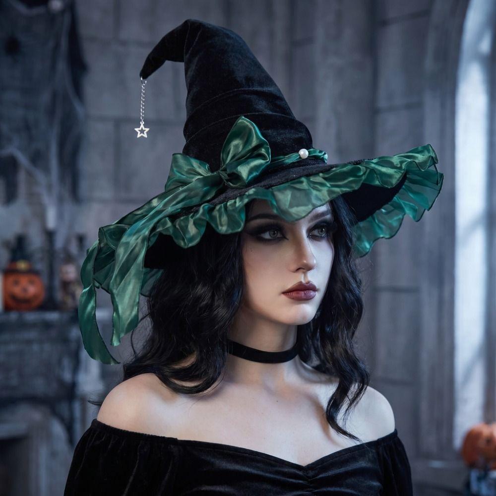 Lace Lolita Witch Hat Star Pendant Wizard Cap Party Props Halloween Hat Cosplay Event