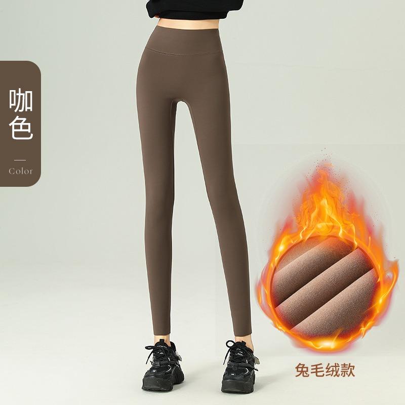 Yoga Pants Women's Autumn and Winter Velvet Thickened Shark Pants No Embarrassment Line Leggings Belly Warm Leggings Bare Legs