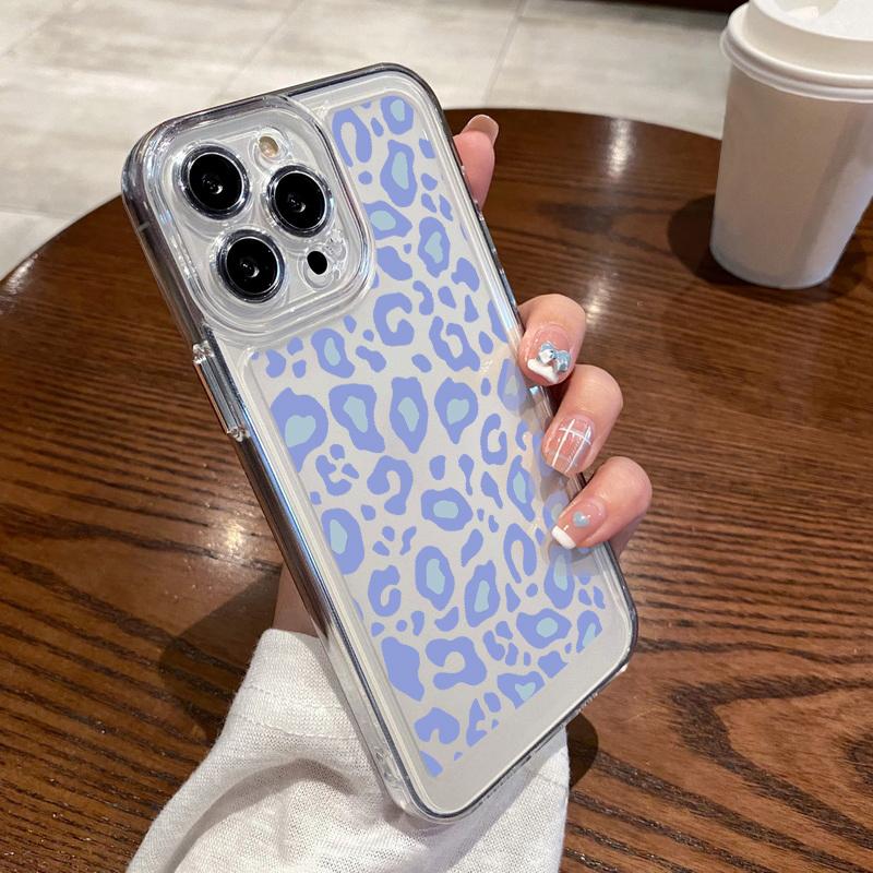 

Для iPhone 15 Pro Max 14 Plus 13 12 Mini 11 Pro противоударный чехол с леопардовым принтом, защита линз, мягкий силиконовый тонкий чехол iPhone 14 Pro Max синий