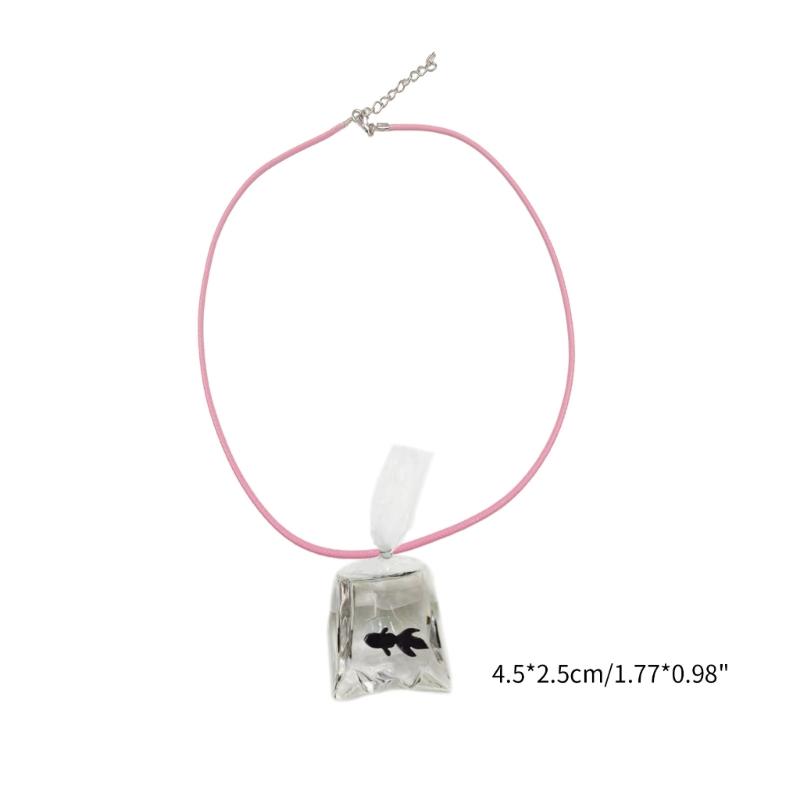 Collier Créatif Poisson Rouge Carpe Poisson Sac d'Eau Transparent Pendentif Poisson Colliers Chaîne de Clavicule Porte-Bonheur Japonais Collier