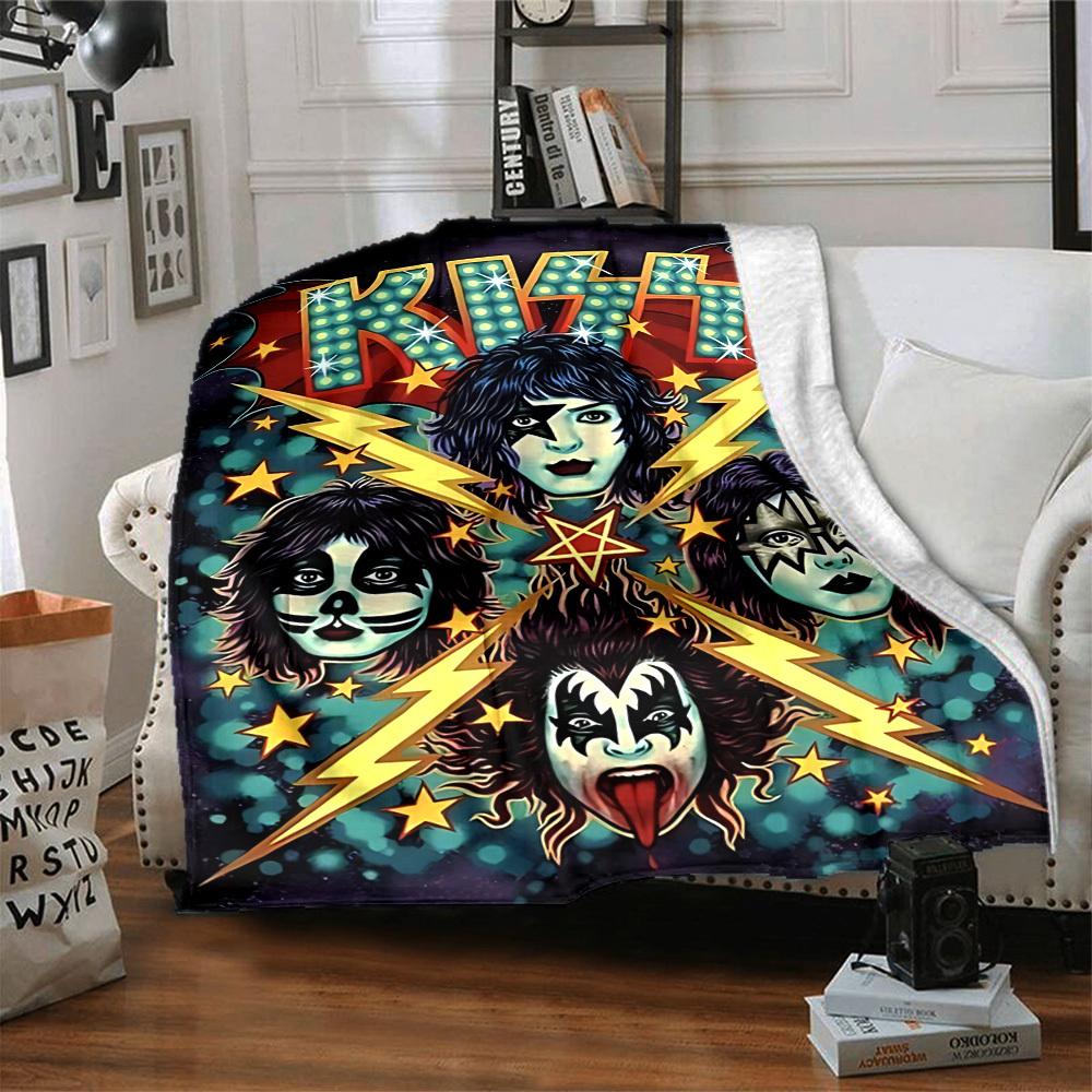 1PC KISS Band Blanket, Throw For Sofa, Bed, Travel, Camping, Livingroom,