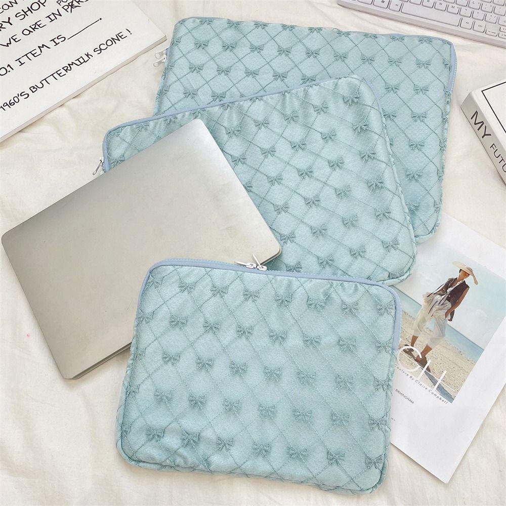 

Lace Bow Knot Laptop Bag 11/13/15 Inch Clutch Bag Universal Tablet Bag School Accessories Blue-11inch