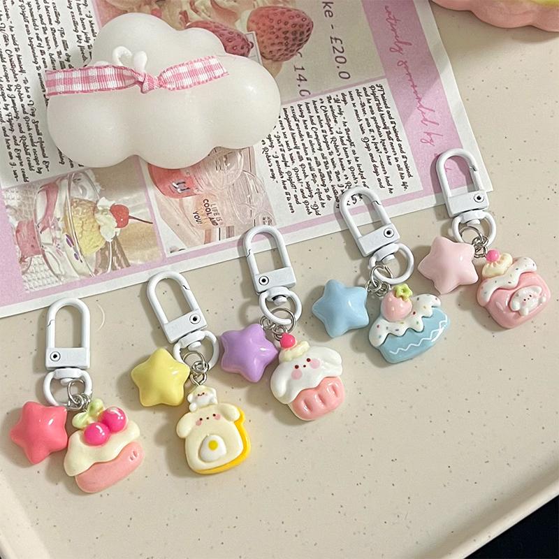 Niedlicher Cartoon-Schlüsselanhänger mit kleinem Bärenkuchen, süßer, exquisiter Schlüsselanhänger, Anhänger, vielseitige Rucksack-Dekoration, Zubehör, Geschenke