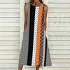 Ladies Oversized Sleeveless Round Neck Dress Vibrant Large Bouquet Floral Loose Midi Gown