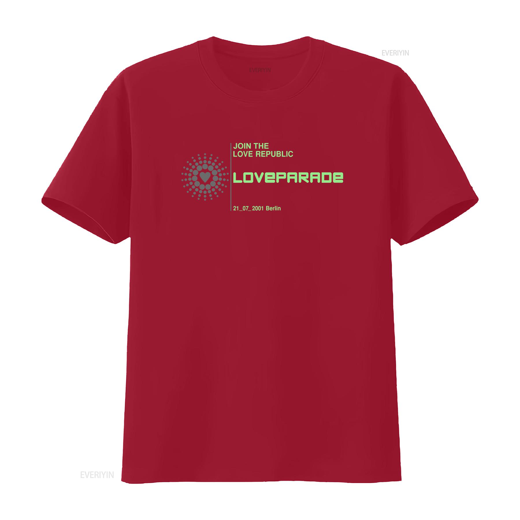 Loveparade Berlin 2001 Join The Love Republic T shirt Trendy Unique Design vintage Washed Casual Top For Everyday Wear S