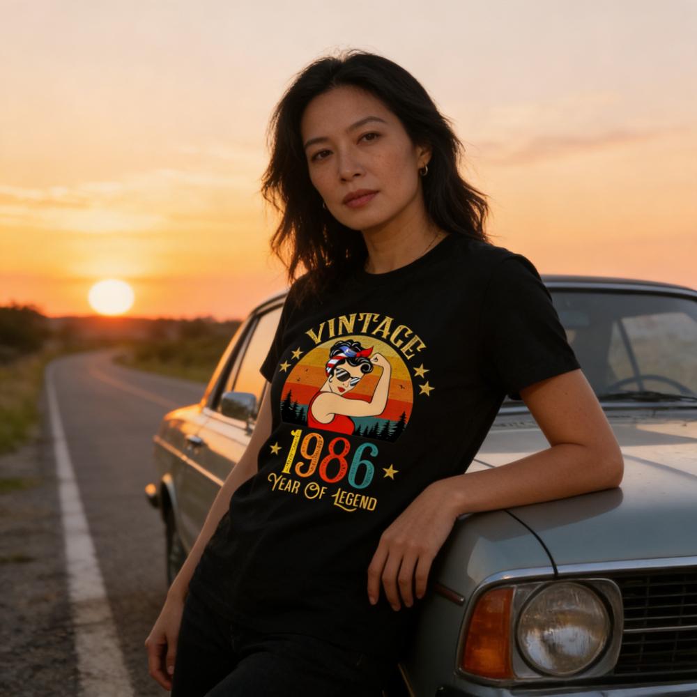 40th Birthday Gift Tshirt 40 Years Old for Women Vintage 1986 T-Shirt Retro Design Graphic Prin