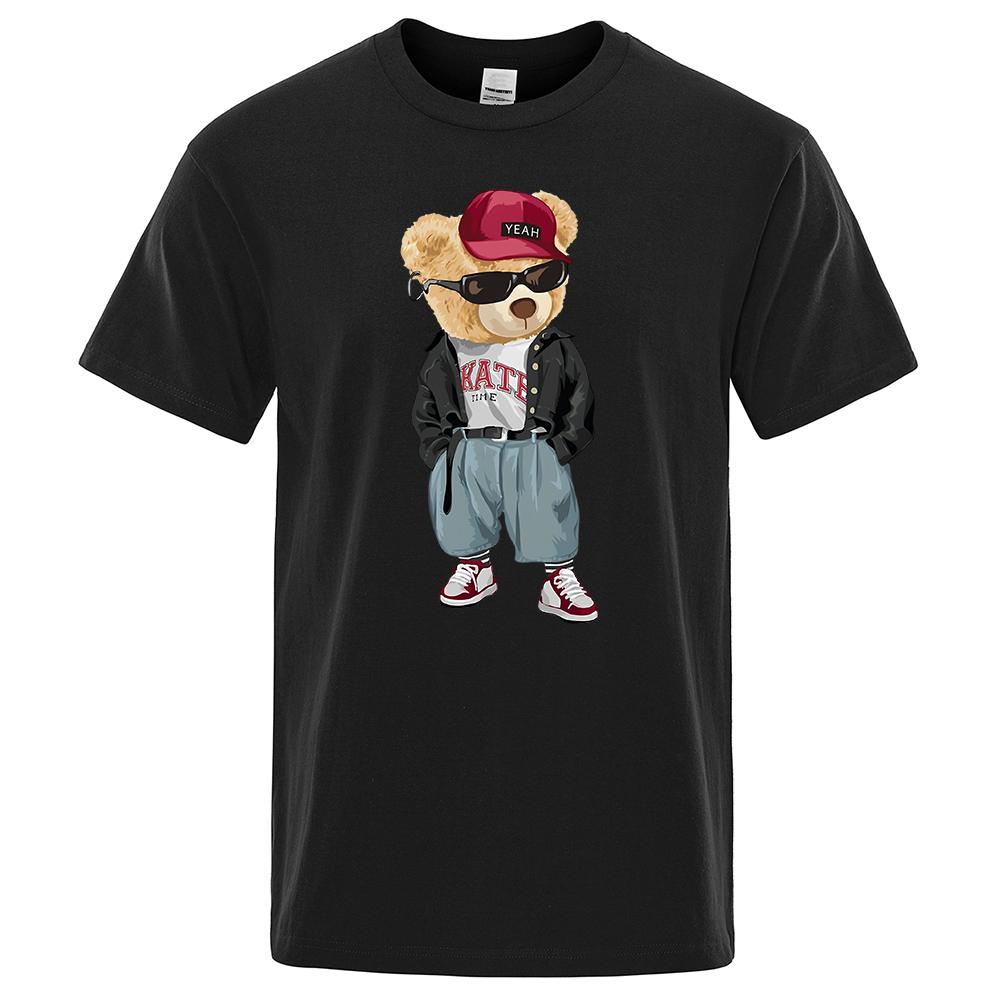 

Мужская Мода 2024 Футболка с Мишкой Тедди Топы из Чистого Хлопка Футболка Смешная Мужская с Коротким Рукавом и Круглым Вырезом Летние Женские Футболки Оверсайз 4XL