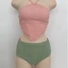 Bikini Korea High Waist Cover Belly Halter Simple Split Bikini Swimsuit Women Beach Hot Spring Vacation