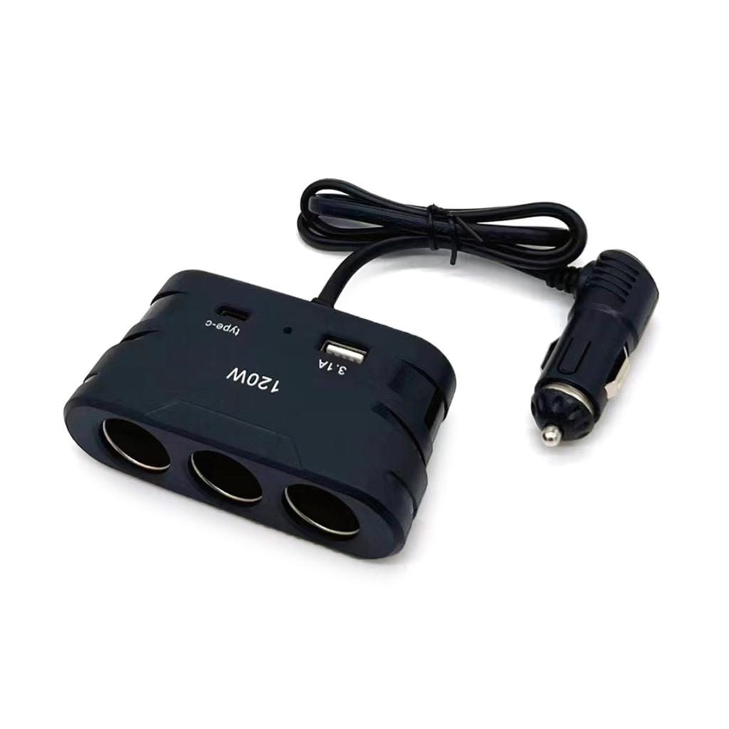 120W Lighter Socket Splitter Adapter 2 USB+1 USB C PD Port 12V 24V 3 Socket Car Truck Marine Charging Adapter