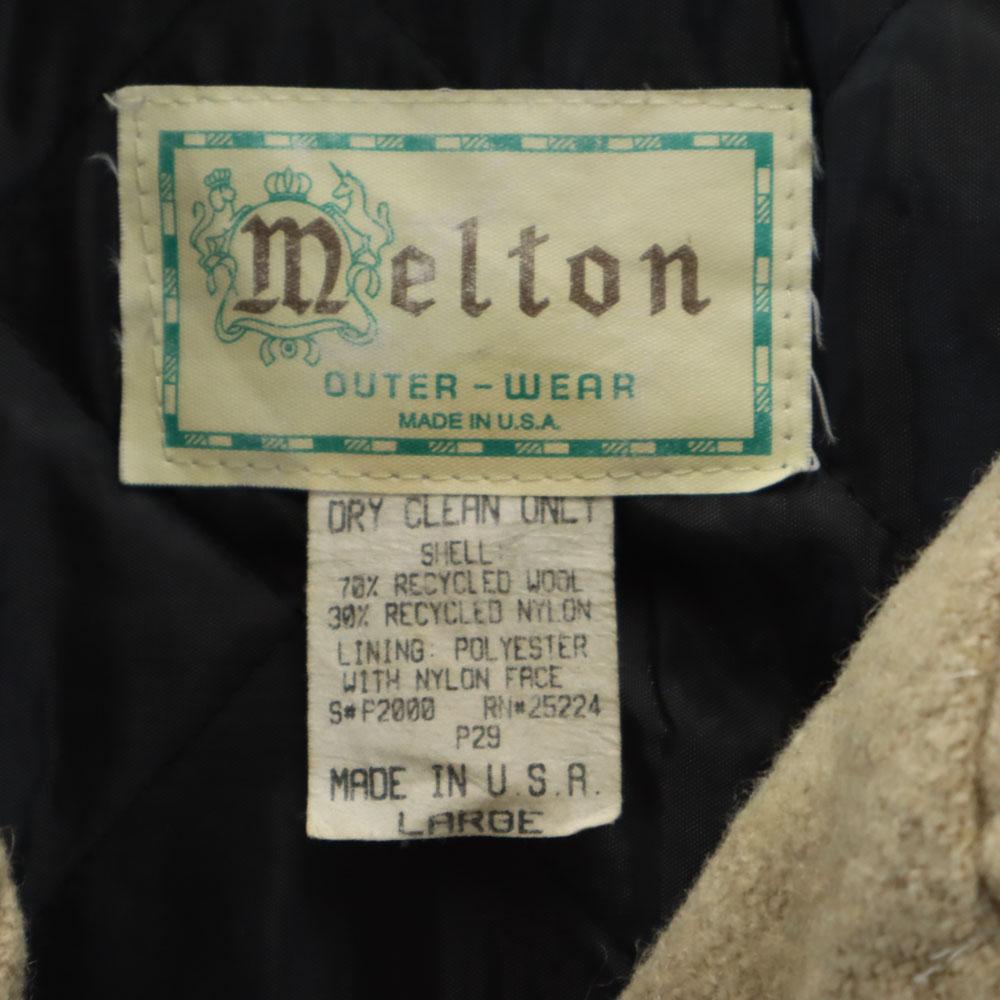 melton 70s Made in USA Vintage wool pea coat L beige Quilted back Women Used