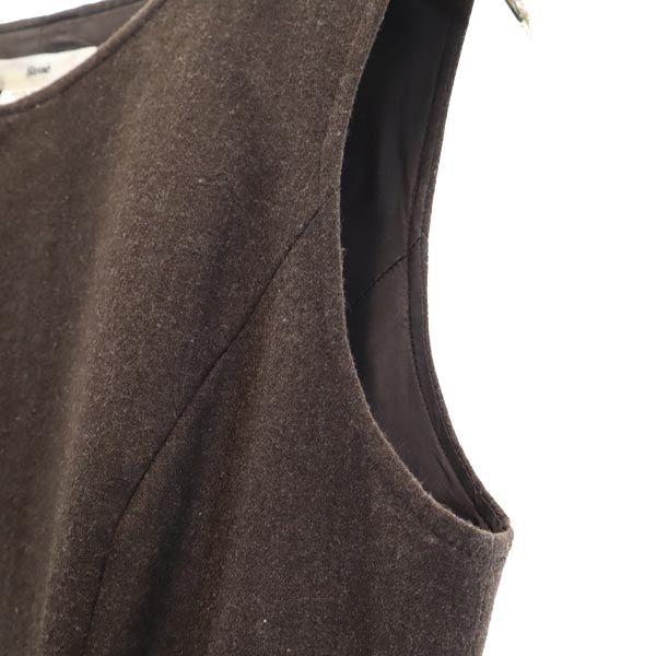 Rene Made in Japan Wool Blend No sleeve one piece 36 Brown Front zip Women Used