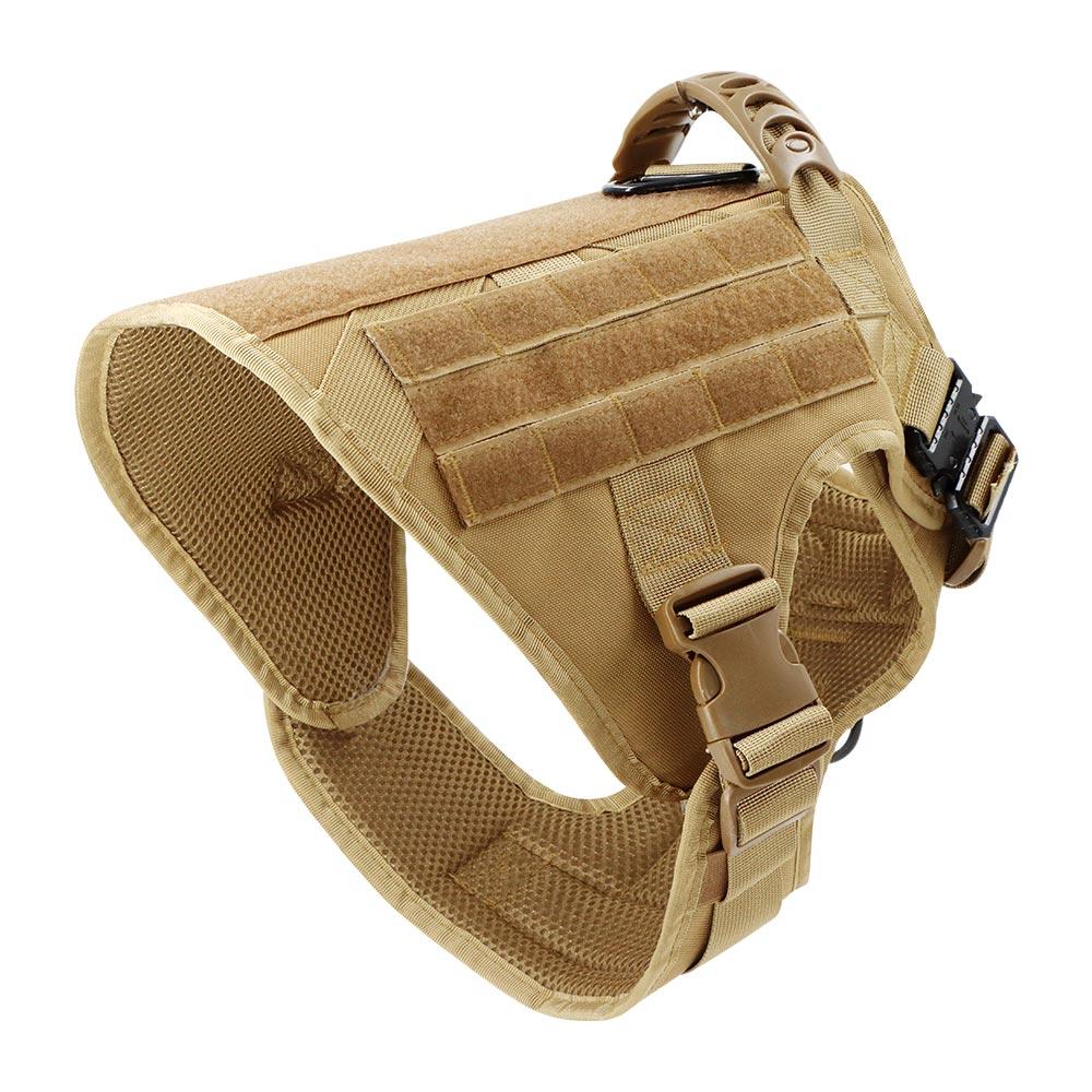 Tactical Dog Harness Collar Leash Set Dog Vest with Molle System & Handle Adjustable for Medium Large Dogs Outdoor Training