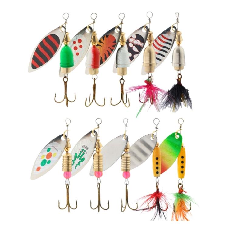5Pcs Metal Spoon Spinner Lure Long Cast Metal Rotating Fishing Lure Hard Metal Spinner Baits with Hook Enduring