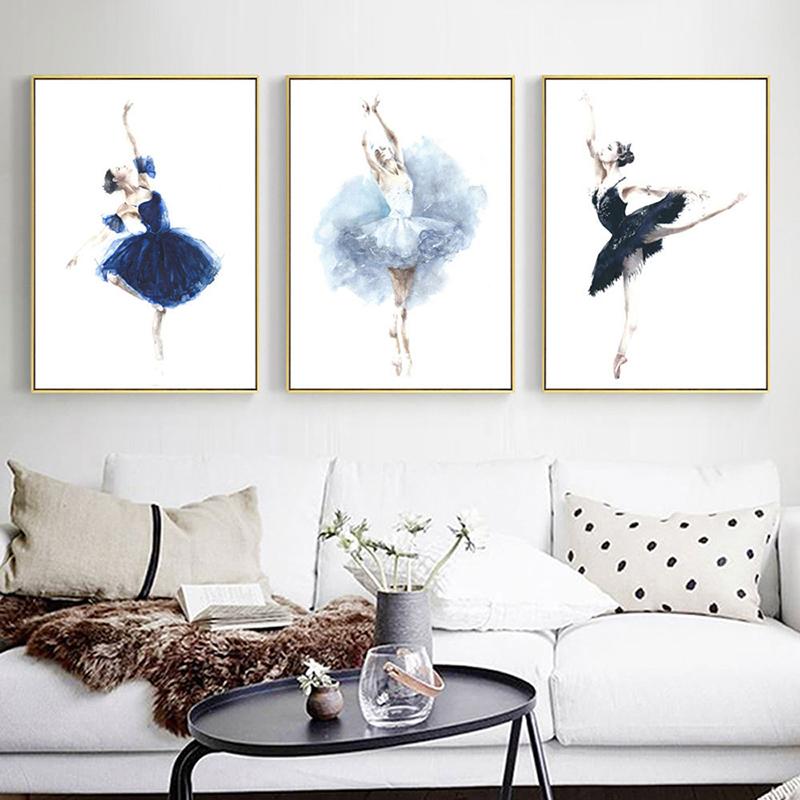 Ballet Dancing Girls Picture Nordic Home Decor Canvas Art Painting Wall Art Print Drawing Poster Figure Painting for Living Room No Frame