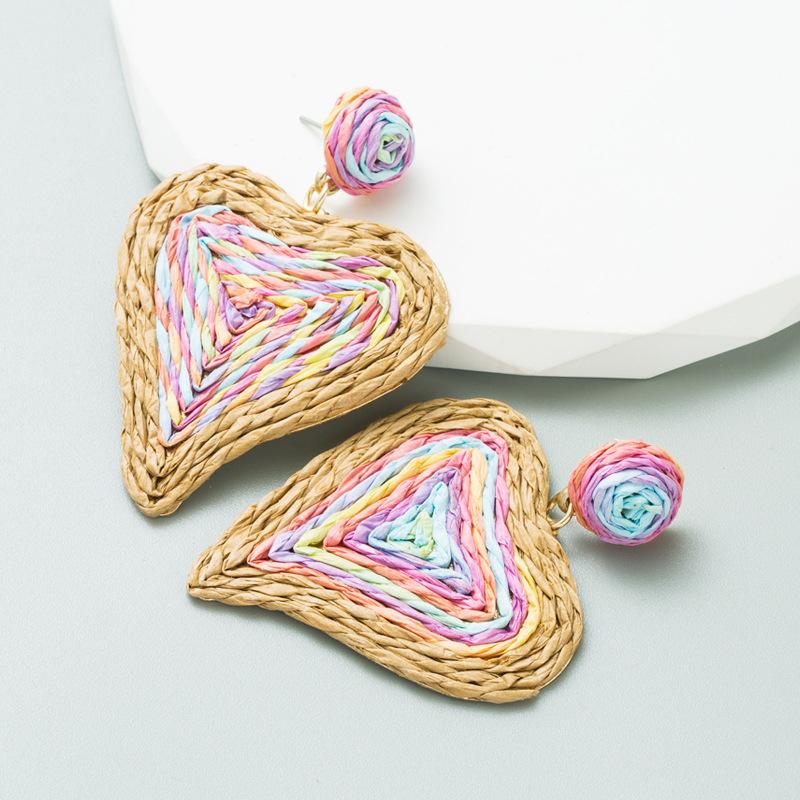 Women's Beach Breeze Love Style Earrings Hand-woven Sweat Candy Color Drop Earrings Eardrop