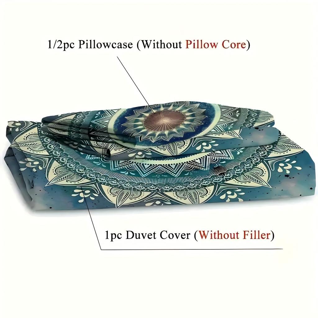 Mandala Floral 3D Printed Bedding Cover Pillowcase Elegant Bohemian Style Duvet Cover For Teens Adults Polyester Quilt Cover
