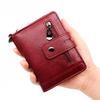 Men Wallets Leather Double Zipper Card Holder Short Male Purse Coin Pocket Vintage Brand High Quailty Men Wallets