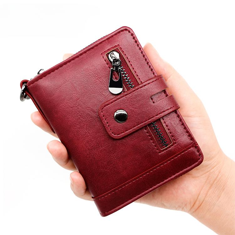 Men Wallets Leather Double Zipper Card Holder Short Male Purse Coin Pocket Vintage Brand High Quailty Men Wallets