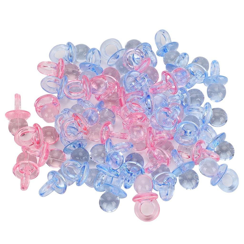 100Pcs Acrylic Pacifier Birthday Party Decoration Baby Baptism Soothing Mini Color Toys