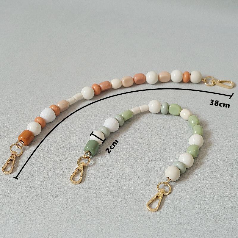 Neue Frau Tasche Zubehör Bunte Acryl Harz Perlen Teil Handgefertigte Armband Nette Telefon Fall Strap Frauen Tasche Griff Kette