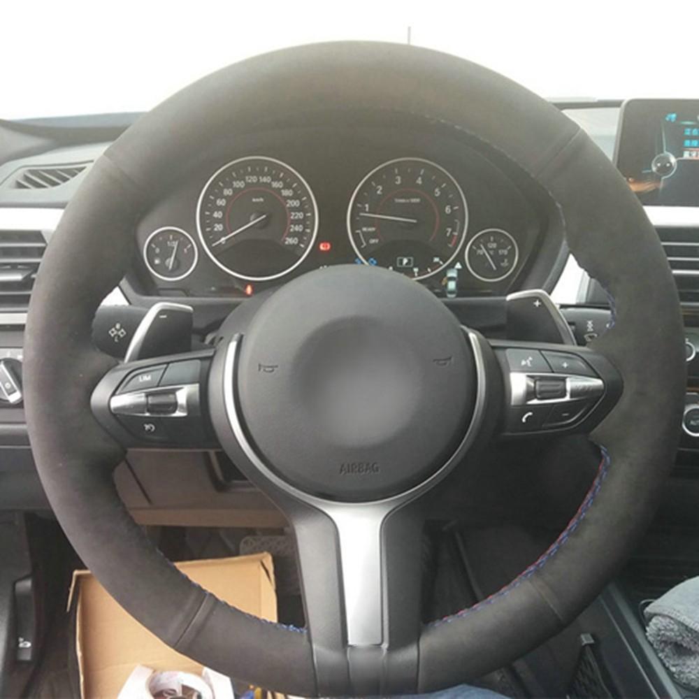 Car Steering Wheel Cover Black Suede Leather For Bmw F87 M2 F80 M3 F82 M4 M5 F12 F13 M6 F85 X5 M F86 F33 X6 M F30 M Sport