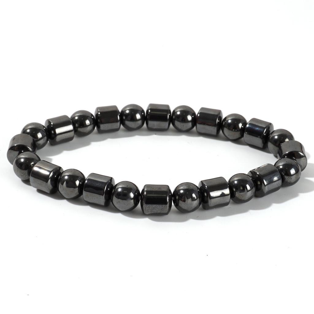 A Simple, Vintage-Style Magnetic Hematite Volcanic Stone Bracelet, Suitable For Both Men And Women.