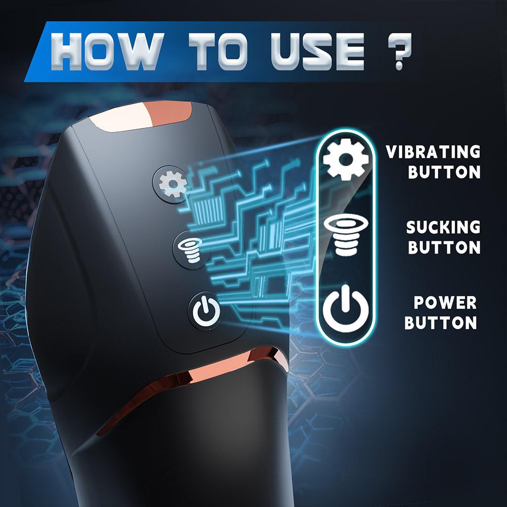 Hands-Free Pocket Pussy Male Masturbator with 5 Sucking and 10 Vibration Modes, Automatic Sucking Male Masturbator