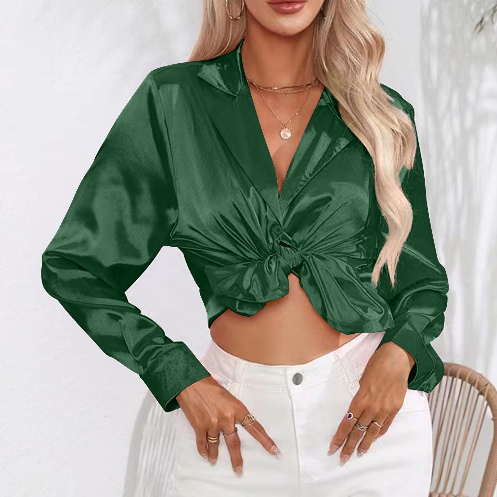 

Новая модная модная женская рубашка с длинным рукавом Новая женская одежда L армия зеленый