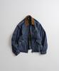BEHEAVYER Washed Leather Collar Sports Jacket Denim Washed
