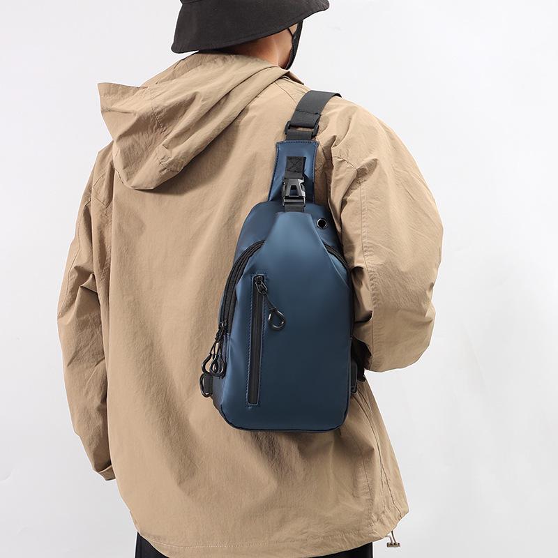 New Men's Crossbody Chest Bag: Casual, Large-Capacity, Water-Repellent, Korean-Style Motorcycle Backpack