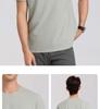[Skin friendly and elastic] Langdeng men's round neck T-shirt summer long staple cotton short sleeved top breathable sports base shirt