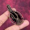 Evil Eye Red Fire Labradorite Pendant Copper Wire Wrapped Gemstone Jewelry