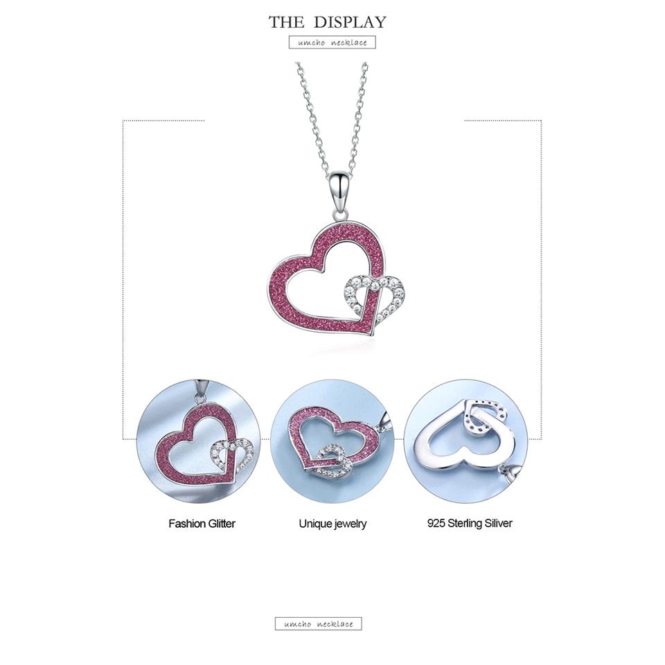 Umcho Collana con ciondolo a forma di cuore glitterato per donna, regalo per anniversario di matrimonio, festa di compleanno