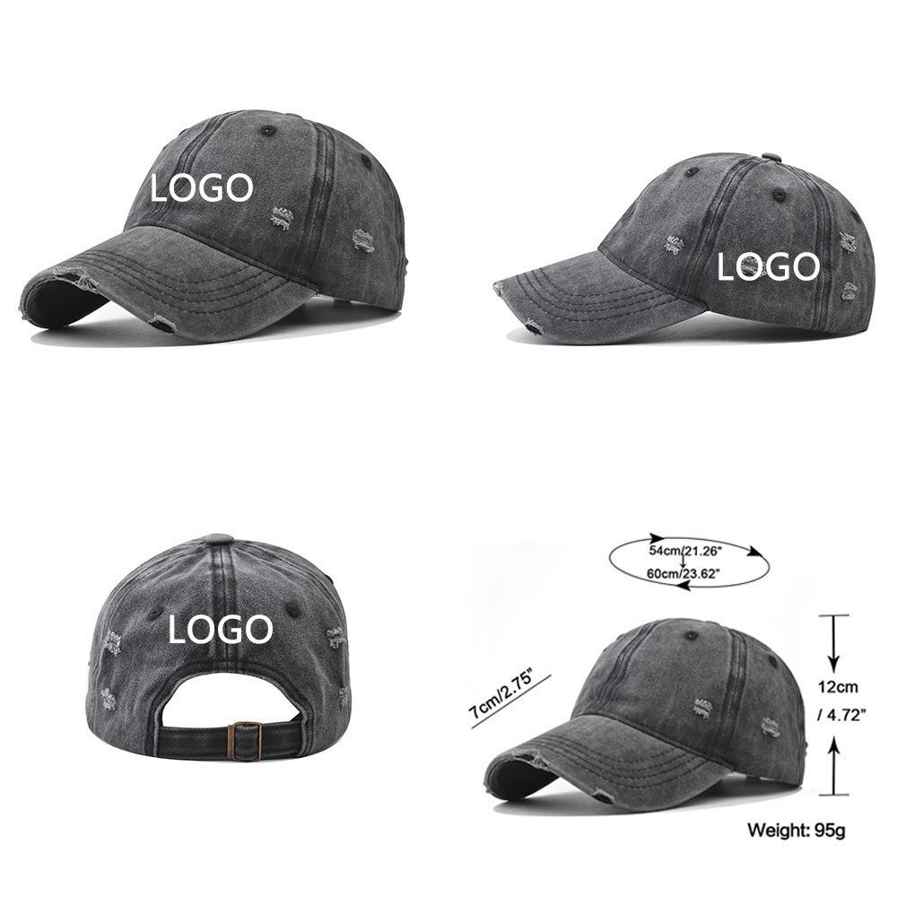 12-Color Distressed Pure Cotton Baseball Cap - Outdoor Versatile Plain Design