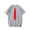Retro Red Fake Tie Print Tshirt Unisex Punk Streetwear Navy Cotton Casual Tee Tops