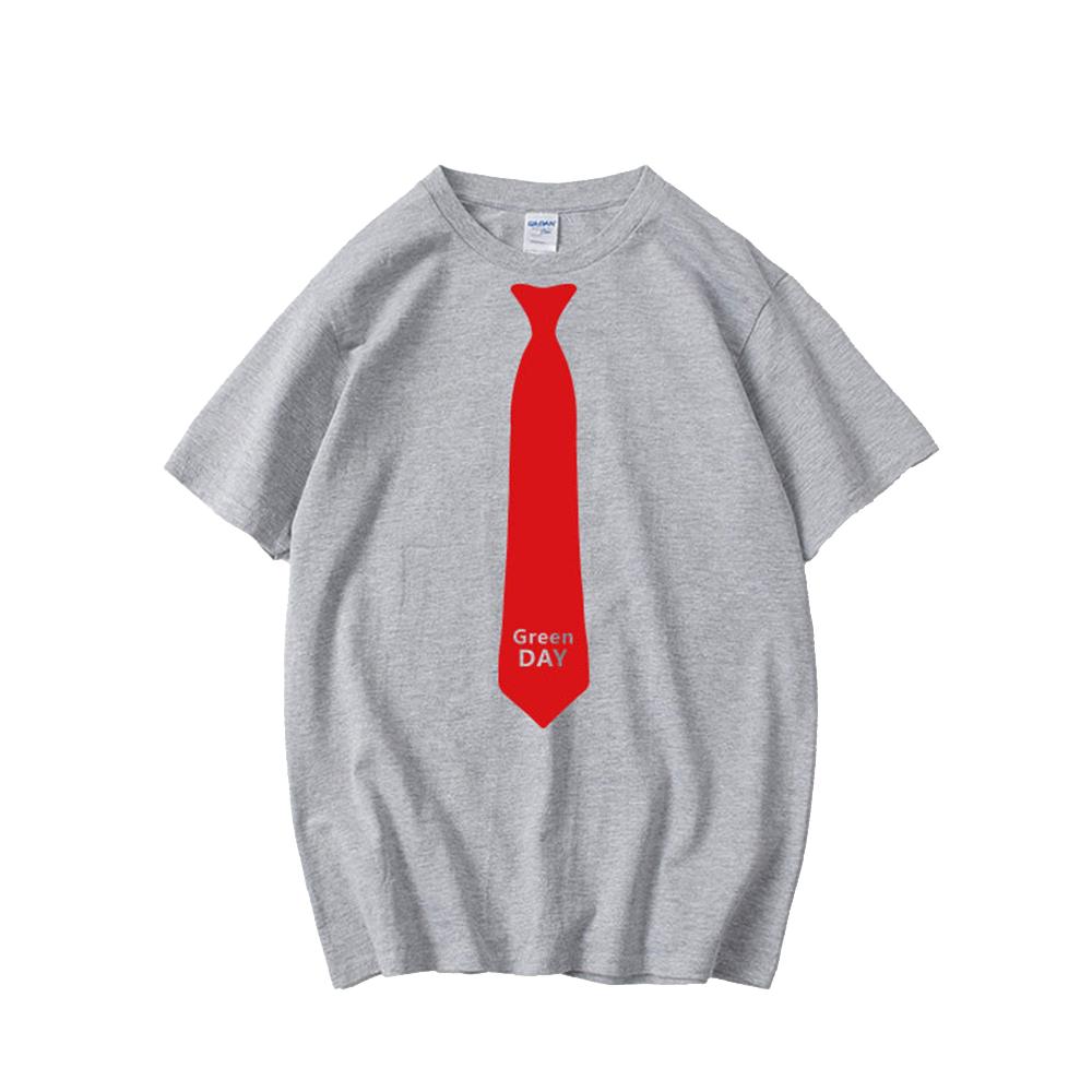 Retro Red Fake Tie Print Tshirt Unisex Punk Streetwear Navy Cotton Casual Tee Tops