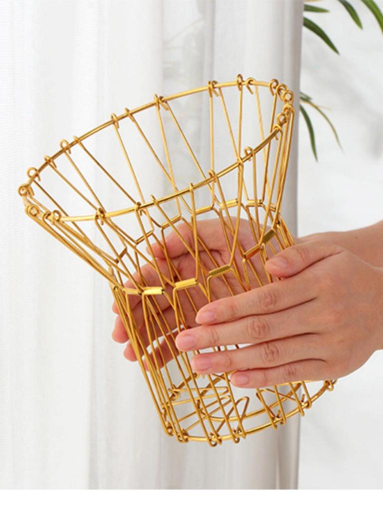 Foldable Home Decoration Versatile Storage Blue Basket Hollow Vase Creative Snacks and Dried Fruit Plate for Living Room Drain