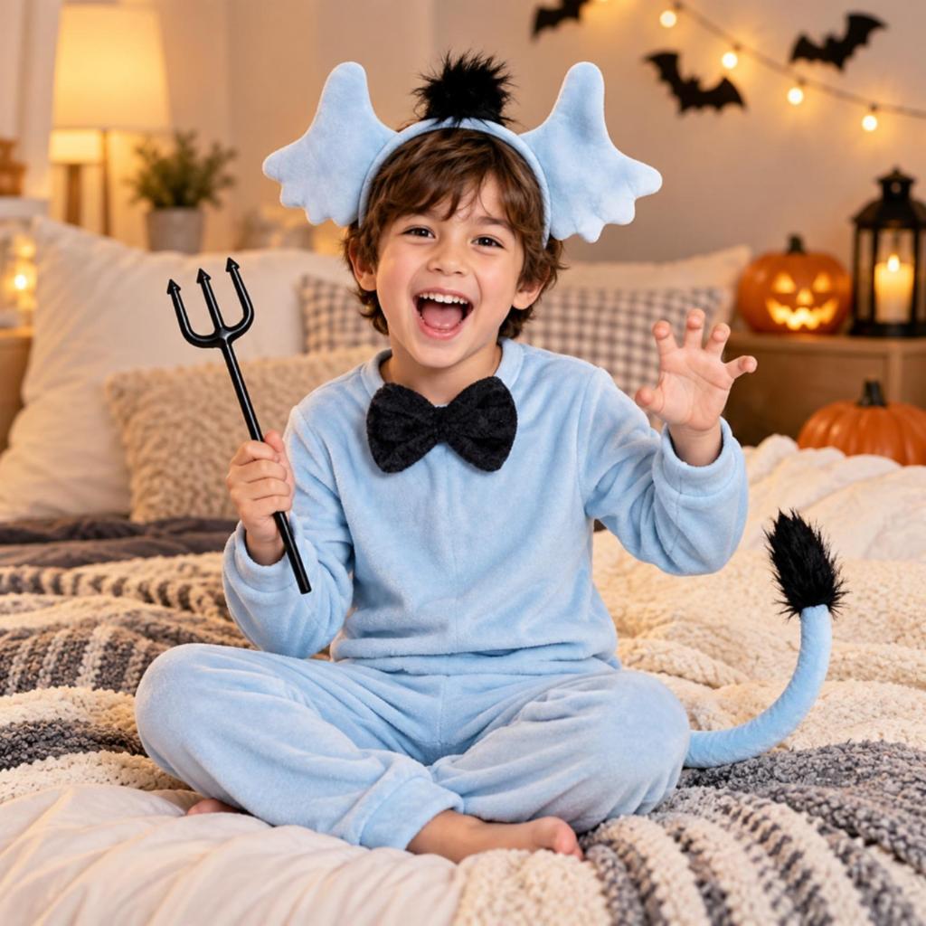 Headband Bow Tie Tail ThreePronged Spear Set Cosplay Devil Costume Accessory Kit Padded Soft