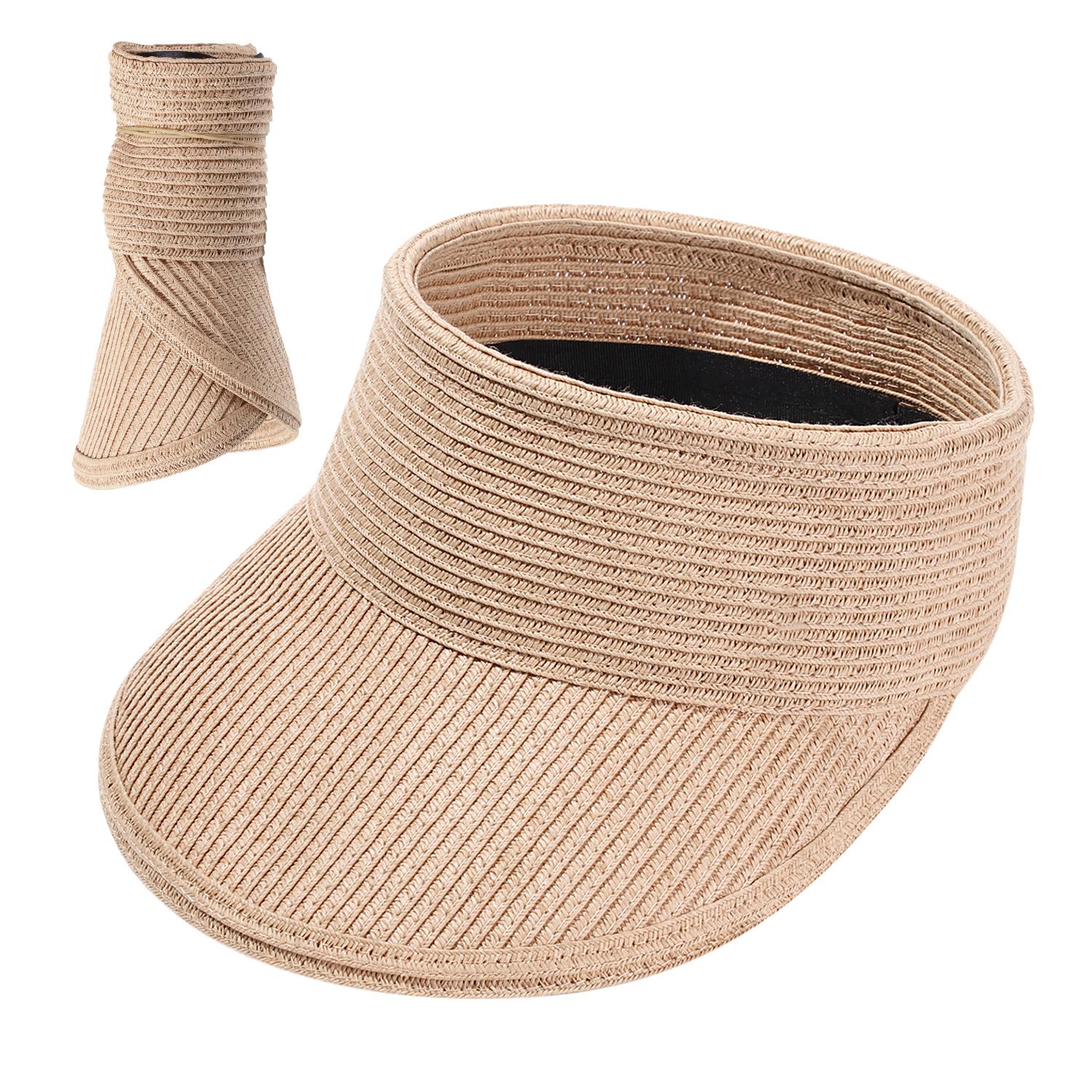 

Women Girls Wide Brim Foldable Casual Beach Hat Straw Cap Visors Sun Hat