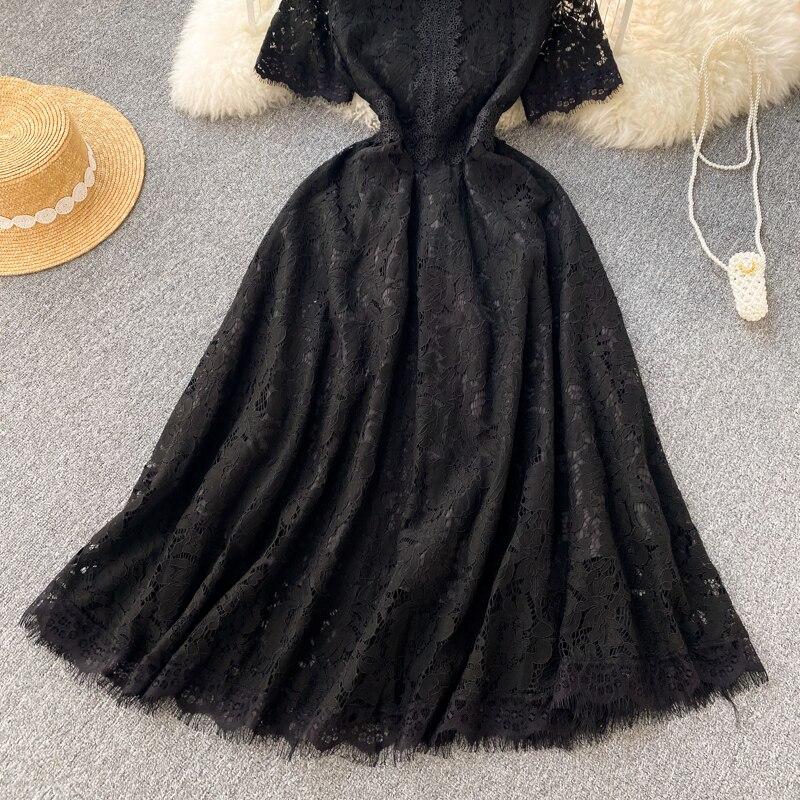 RUGOD 2025 Léto Nový Design Smysl pro Prémiovost Smysl pro Menšinu Francouzské Retro Duté Krajkové Výšivky Šaty Princeznovské Vílí Šaty