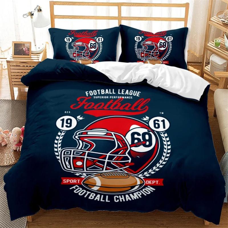 Rugby Sports Duvet Cover Set American Football Bedding Queen Size Polyester Comforter Cover Sports Themed Quilt