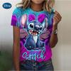 Summer Disney Lilo Stitch 3d Print T-shirts for Women Cute Lady Summer T-shirts Casual O-neck Stitch T-shirts