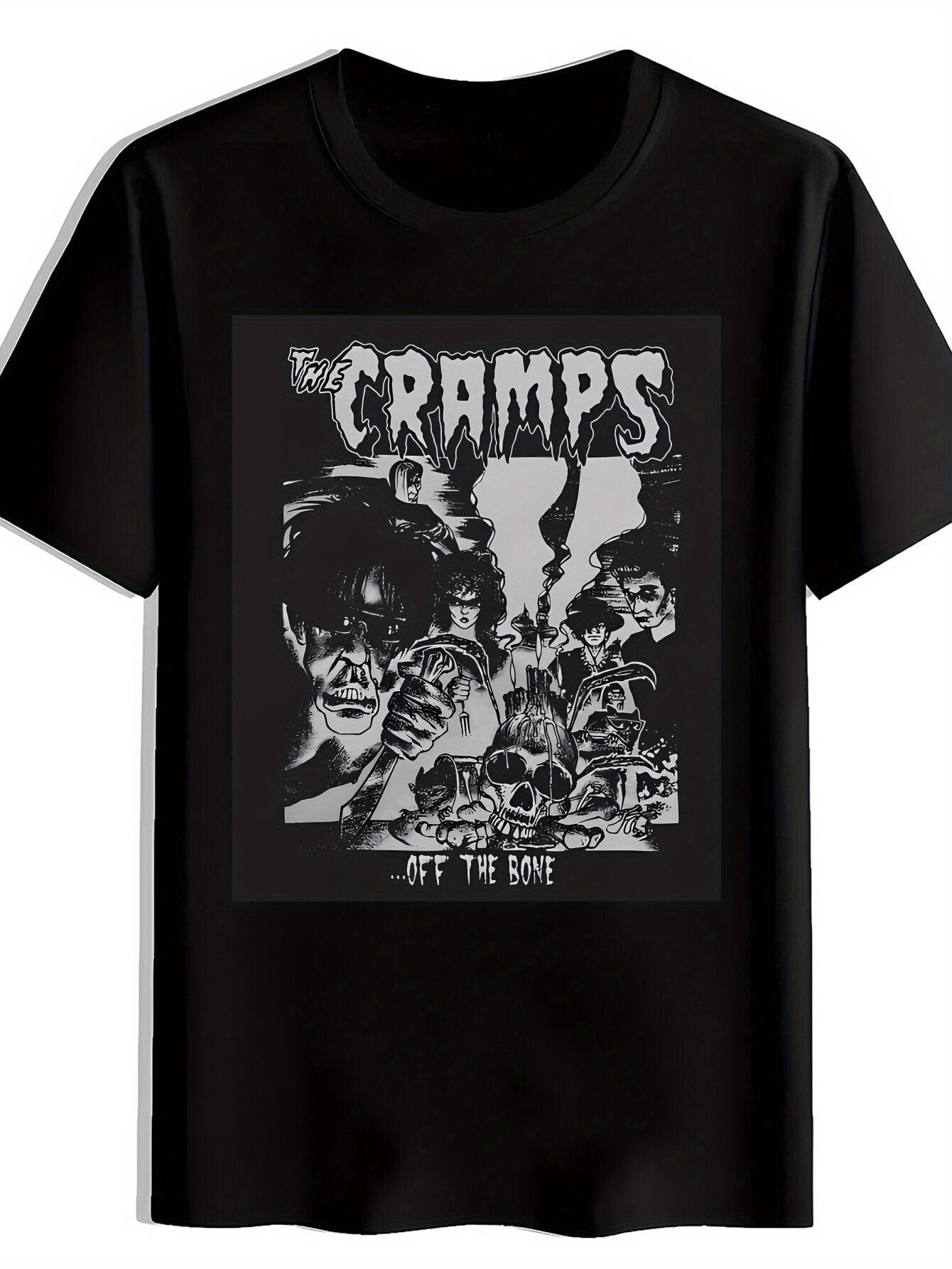 

Vintage Rock Band Graphic Print Short Sleeve T-shirt - Black Retro Music Tee with Round Neck L