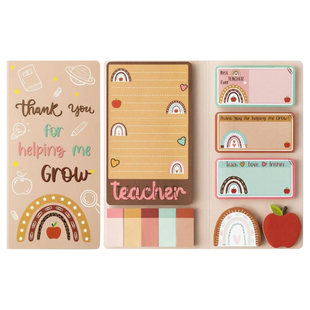 Teaching Is A Work Of Heart Sticky Notes Set Blackboard Self-Stick Note Pads Teacher Appreciation Gift Writing Memo Pads School Supplies