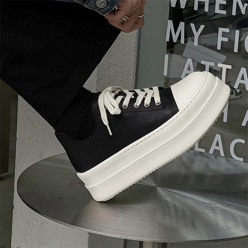 2025 British Style Chunky Sole Sneakers Men Oxford-Inspired Platform Shoes 38-46 Casual Shoes with Cushion Insole for Streetwear