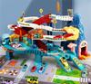 Elektrische Schienenfahrzeug Gebäude Parkplatz Abenteuer Dinosaurier Kurvige Straße Rennbahnfahrzeug Spielzeug Kinder Gehirn Mechanisches Spielzeug Geschenke