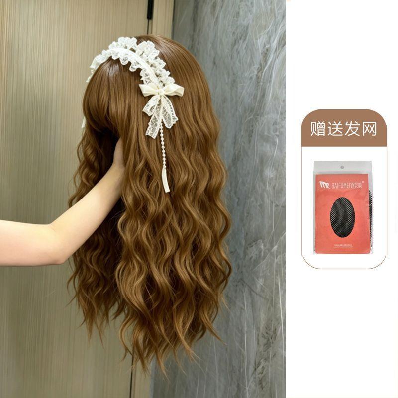 Water Ripple Long Wavy Hair Wig - Girl Lolita Wig - Daily Wear or Anime Cosplay Wig Light Brown светло-коричневого