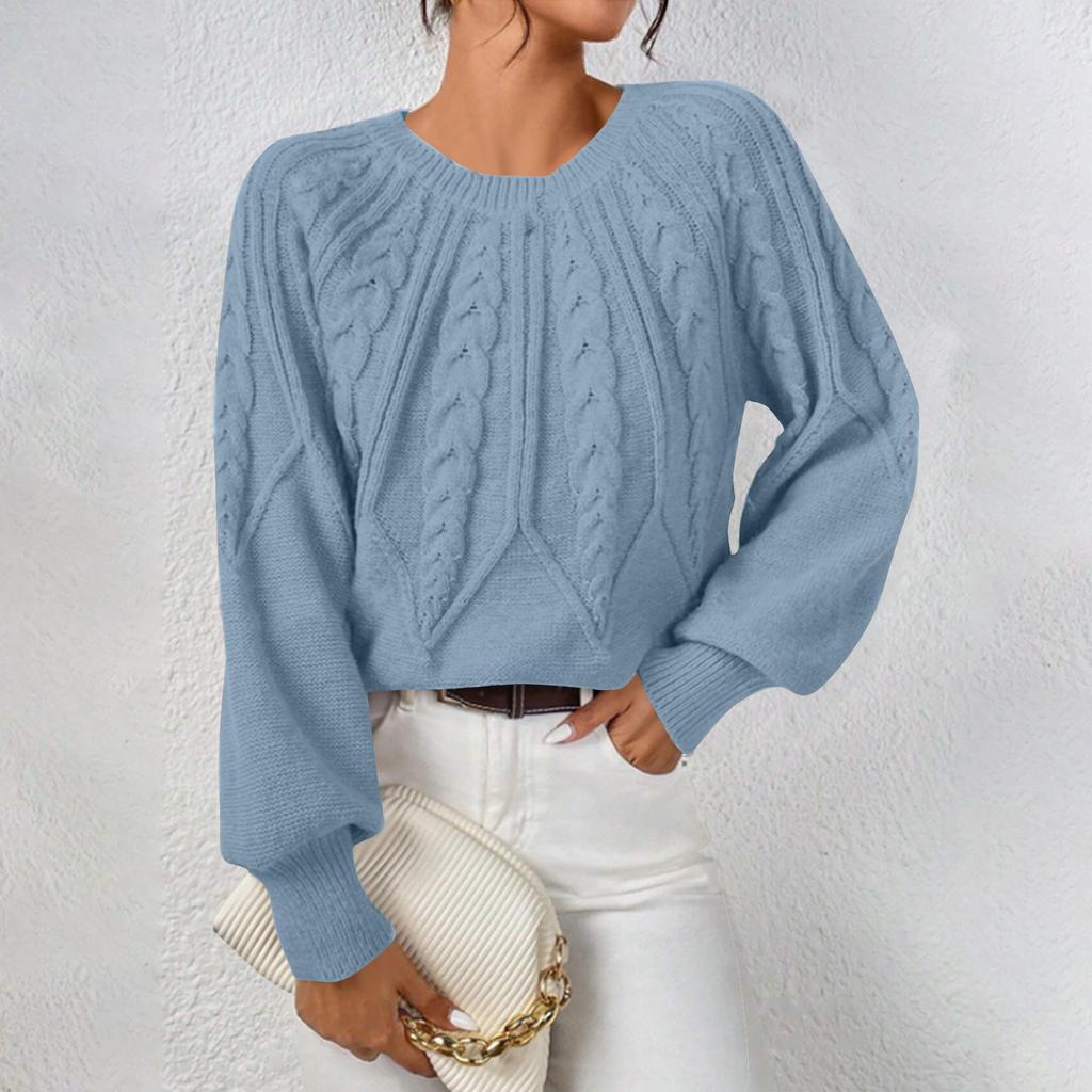 Women's Solid Color Crew-neck Long Sleeve Thread Solid Color Casual Sweater Top